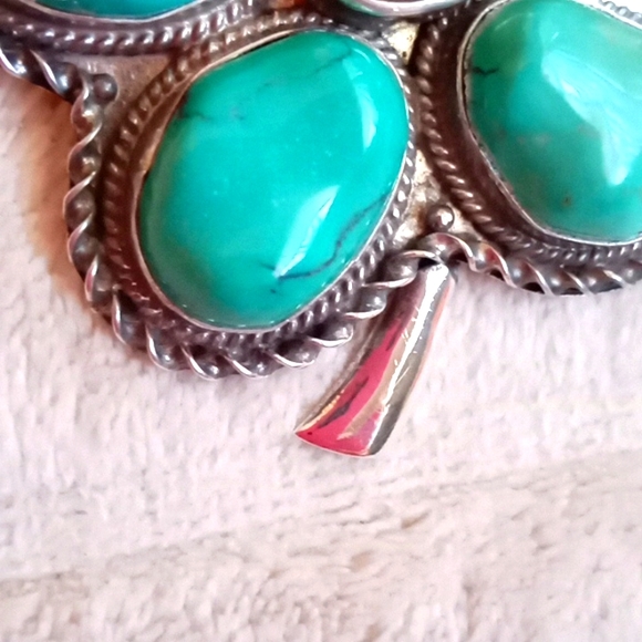STERLING SILVER, TURQUOISE AND AMBER PIN/PENDENT - Picture 7 of 10